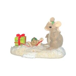 Charming Tails Christmas Mouse Snail Figurine Holiday Collectible Vintage Decor